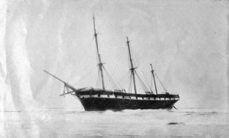 A sailing ship wrecked on the beach at Redcar in the 1800's